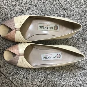 Italian shoes chantal beige peep toe 6